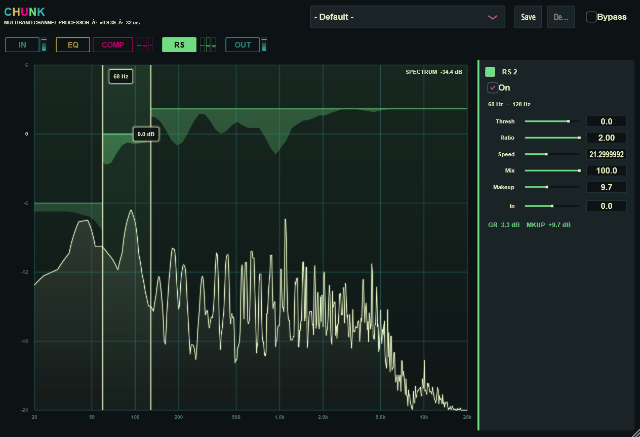 CHUNK RS window — resonance suppressor with spectral gain reduction